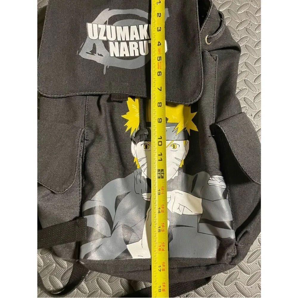Uzumaki Naruto Graphic Canvas Flap Backpack - Black & Yellow